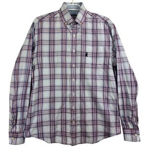 Johnnie-O Santa Monica Mens Plaid Button Down Shirt M Surf Embroidered Pocket